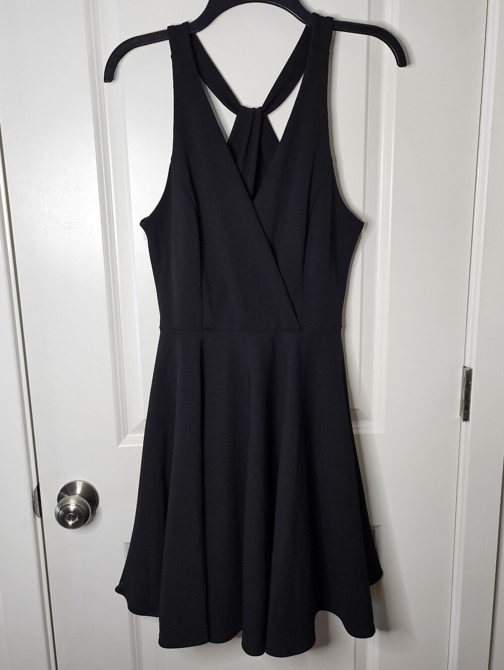 Lulus Black Fit & Flare Skater Cocktail Dress Strappy Back Size S Cocktail NWT - Picture 2 of 15